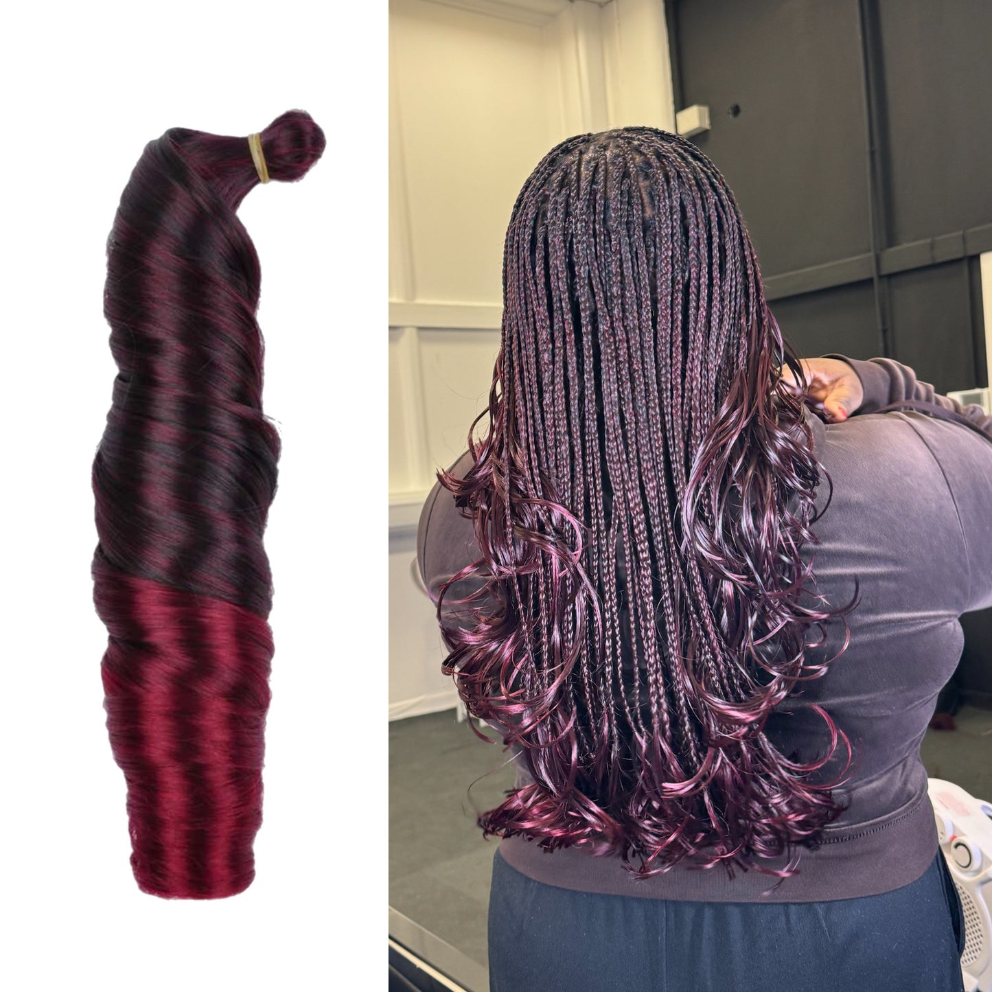 PRE-ORDER #DARKRED French Curl Braiding Hair