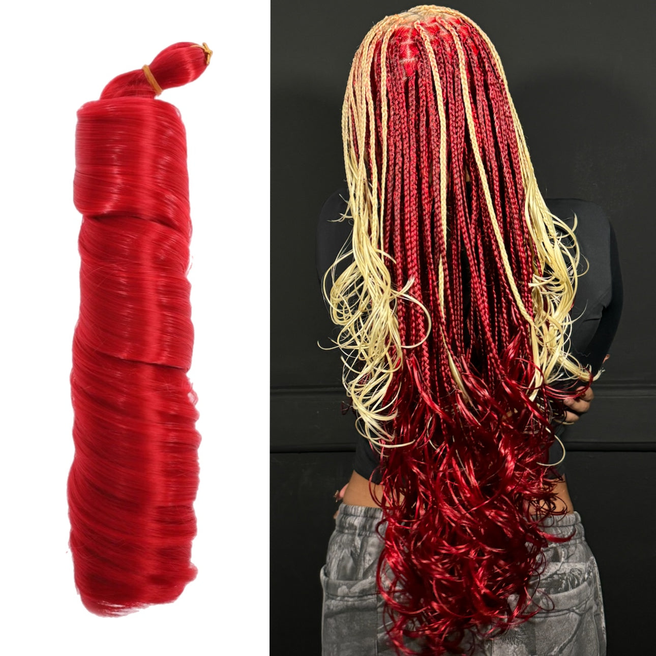 #RED French Curl Braiding Hair